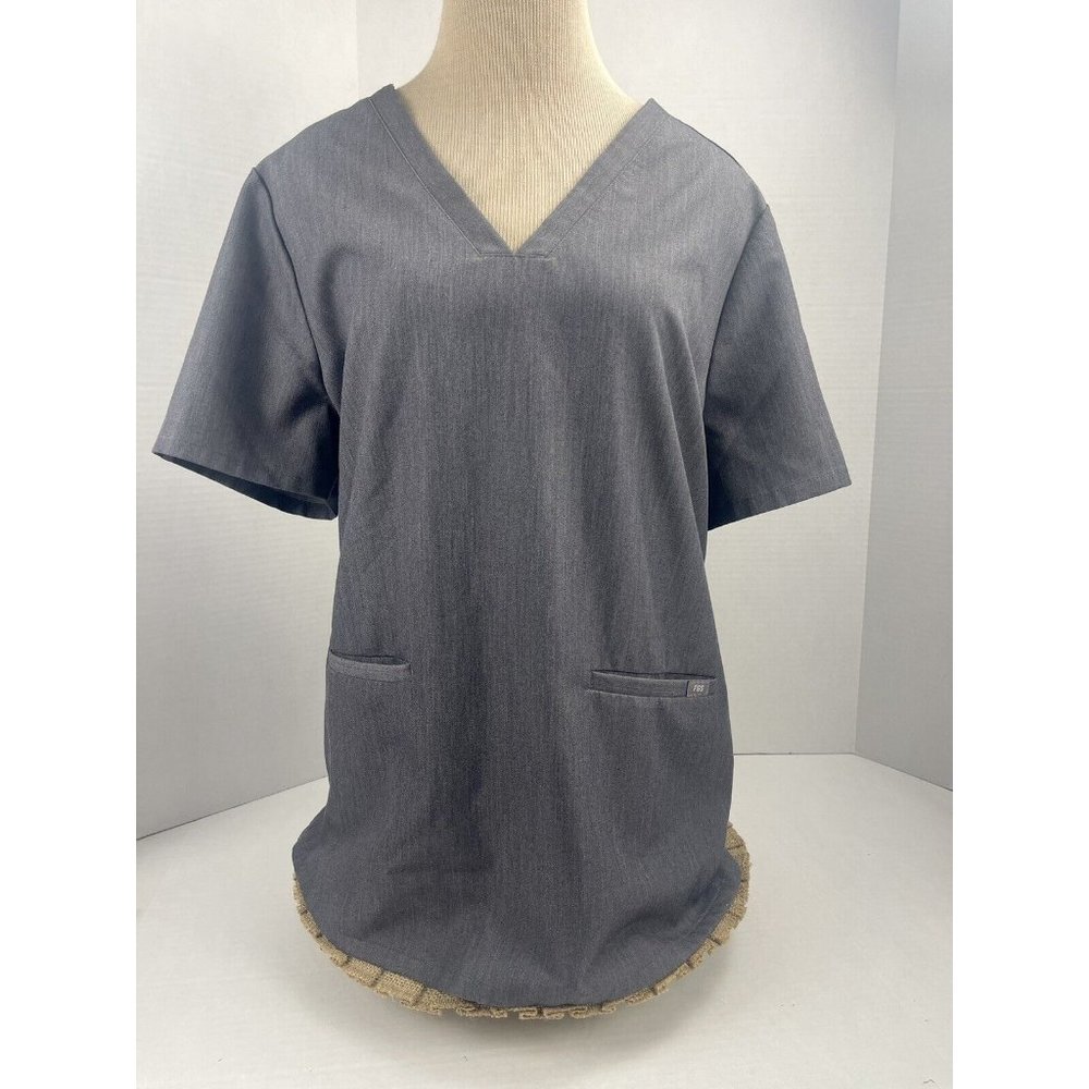 Figs Technical Collection Casma Three-Pocket Scrub Top in Gray, Size XL FW1100